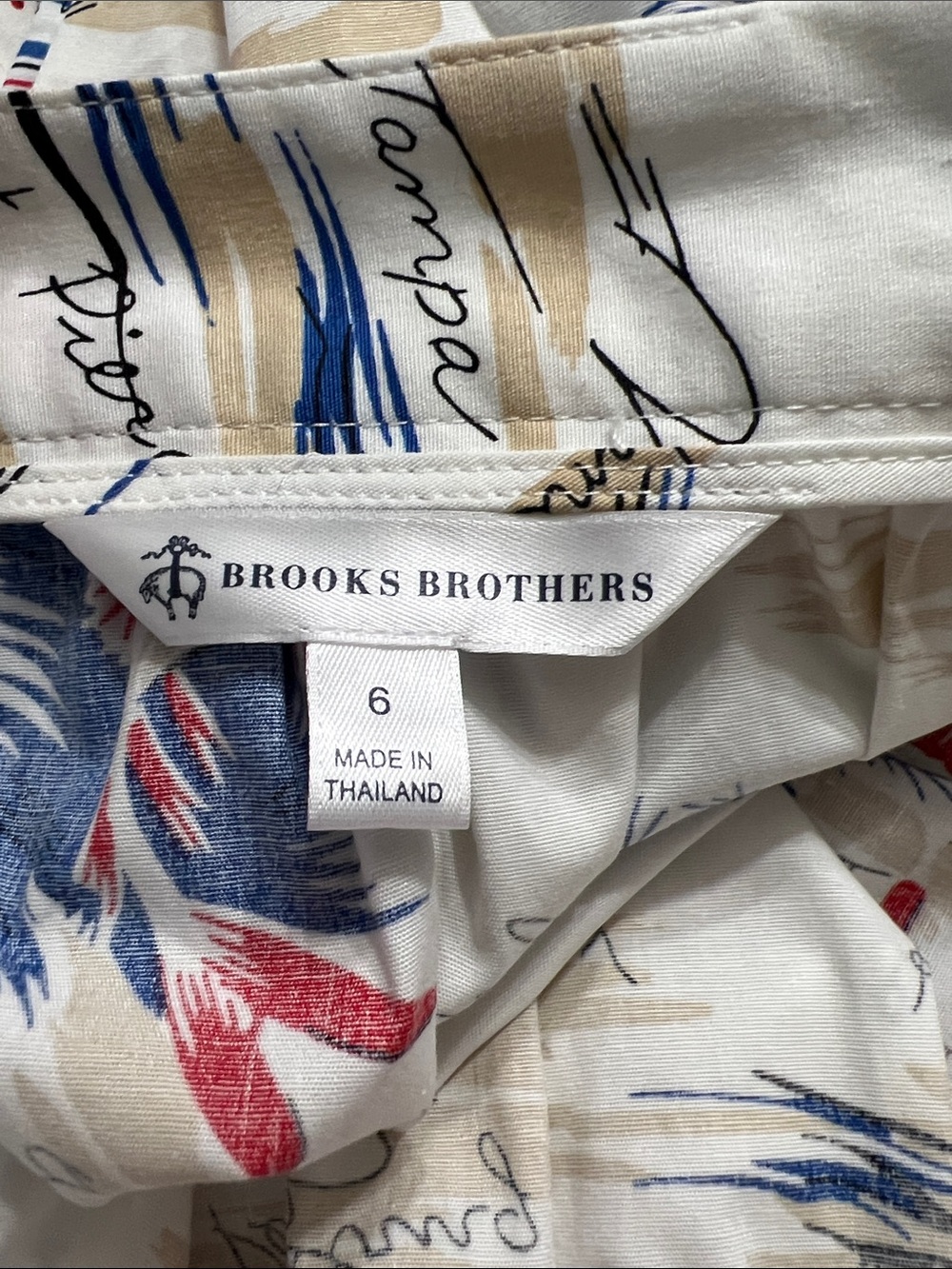 Brooks Brothers Cream Skater Skirt with Red & Blue Nautical Print - Picture 3 of 12